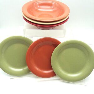 G.E.T. Melamine Bowls & Plates Cereal Salad Dessert 6Pcs Restaurant Rimmed Retro